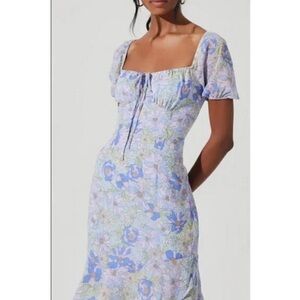 Astr Jessenia Floral Midi Dress in Lavender and Blue